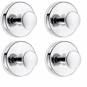 Suction Cup Hooks for Shower, Shower Hooks for Inside Shower, No Drill Bathroom Hooks for Towels and Robes, Removable Suction Hooks for Glass, Mirror, Tile, Waterproof Rustproof, Chrome (4 Pack) Suction Cup Hooks for Shower, Shower Hooks for Inside Shower, No Drill Bathroom Hooks for Towels and Robes, Removable Suction Hooks for Glass, Mirror, Tile, Waterproof Rustproof, Chrome (4 Pack)