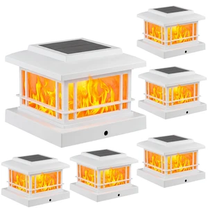 Flickering Flame Solar Post Cap Lights Outdoor, White Post Lights with 3 Color Temperature, Fits 3.5" 4" 4.5" 5" Wood/Vinyl Posts, IP64 Waterproof Fence Deck Lights for Garden Patio Yard 6 Pack Flickering Flame Solar Post Cap Lights Outdoor, White Post Lights with 3 Color Temperature, Fits 3.5" 4" 4.5" 5" Wood/Vinyl Posts, IP64 Waterproof Fence Deck Lights for Garden Patio Yard 6 Pack