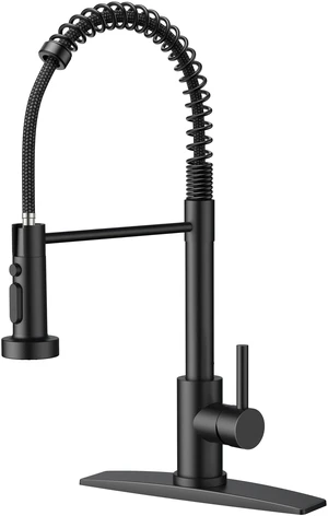 Black Kitchen Faucet with Pull Down Sprayer, Classic Single Handle No-Lead commercial Stainless Steel, 3-Mode High Arc Sink Faucet, with Deck Plate, for Rv Camper Bar Farmhouse Laundry Outdoor Black Kitchen Faucet with Pull Down Sprayer, Classic Single Handle No-Lead commercial Stainless Steel, 3-Mode High Arc Sink Faucet, with Deck Plate, for Rv Camper Bar Farmhouse Laundry Outdoor