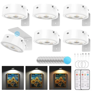 6 Pack Picture Lights for Wall, Rechargeable Battery Operated Wall Lights, Picture Frame Lights with 3 Lighting Modes, Wireless Magnetic Painting Light with Remote Control Timer, (White) 6 Pack Picture Lights for Wall, Rechargeable Battery Operated Wall Lights, Picture Frame Lights with 3 Lighting Modes, Wireless Magnetic Painting Light with Remote Control Timer, (White)