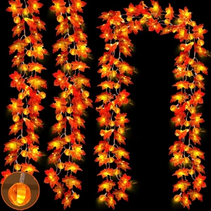 3 Pack Timer Fall Garland with Pumpkin Lights 30Ft 60LED Pumpkin Garland Halloween Fall Decorations for Home, Patented Enlarged Maple Leaves Battery Operated Thanksgiving Decor Porch Indoor Outdoor 3 Pack Timer Fall Garland with Pumpkin Lights 30Ft 60LED Pumpkin Garland Halloween Fall Decorations for Home, Patented Enlarged Maple Leaves Battery Operated Thanksgiving Decor Porch Indoor Outdoor