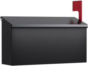 Wall Mount Mailbox for Outside Small Capacity, Black Rust-Proof Mail Box with Stay-Open Lid & Red Flag Kit, Galvanized Steel, Weather-Resistant Post Box, 13" x 4.1" x 6.9" Wall Mount Mailbox for Outside Small Capacity, Black Rust-Proof Mail Box with Stay-Open Lid & Red Flag Kit, Galvanized Steel, Weather-Resistant Post Box, 13" x 4.1" x 6.9"