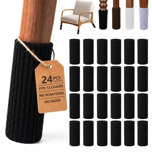 24 PCs Furniture Leg Socks - Black Knitted Furniture Socks, Double Thickness Chair Leg Floor Protectors, High Elastic Chair Leg Covers Furniture Caps Set, Move Easily and Reduce Noise (Pack of 2) 24 PCs Furniture Leg Socks - Black Knitted Furniture Socks, Double Thickness Chair Leg Floor Protectors, High Elastic Chair Leg Covers Furniture Caps Set, Move Easily and Reduce Noise (Pack of 2)