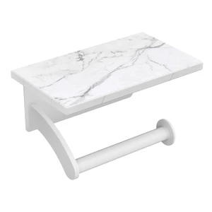 Natural Marble Toilet Paper Holder with Phone Shelf, Commercial White, Wall Mount 304 Stainless Steel Commercial Bathroom Tissue Roll Dispenser, Modern Heavy Duty Washroom Paper Storage Natural Marble Toilet Paper Holder with Phone Shelf, Commercial White, Wall Mount 304 Stainless Steel Commercial Bathroom Tissue Roll Dispenser, Modern Heavy Duty Washroom Paper Storage