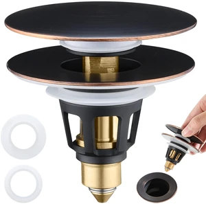 Universal 3-in-1 Bathroom Sink Stopper - Pop Up Sink Drain Stopper, Push Button Sink Drain Stopper Replacement, Wash Basin Drain Filter Plug with Anti-Clogging Strainer, Oil Rubbed Bronze Universal 3-in-1 Bathroom Sink Stopper - Pop Up Sink Drain Stopper, Push Button Sink Drain Stopper Replacement, Wash Basin Drain Filter Plug with Anti-Clogging Strainer, Oil Rubbed Bronze
