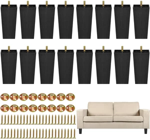 16 Pack 5.7 Inch Furniture Legs Plastic Sofa Couch Legs Square Tapered Feet Sofa Legs with M8 T-Nuts Screws for Legs Sofas Chairs Cabinets Dressers Beds, Black 16 Pack 5.7 Inch Furniture Legs Plastic Sofa Couch Legs Square Tapered Feet Sofa Legs with M8 T-Nuts Screws for Legs Sofas Chairs Cabinets Dressers Beds, Black