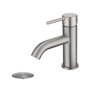 Single Handle Bathroom Faucet with Metal Drain Assembly and Escutcheon, Brushed Nickel Single Handle Bathroom Faucet with Metal Drain Assembly and Escutcheon, Brushed Nickel