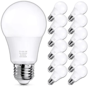 A19 LED Light Bulbs, 100 Watt Equivalent LED Bulb, 1100 Lumens Cool White 6000K E26 Medium Base, Non-Dimmable 11W LED Bulb 12-Pack A19 LED Light Bulbs, 100 Watt Equivalent LED Bulb, 1100 Lumens Cool White 6000K E26 Medium Base, Non-Dimmable 11W LED Bulb 12-Pack