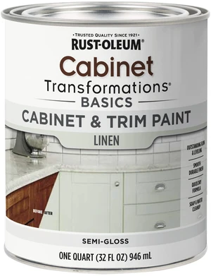 372008 Transformations Basics Cabinet & Trim Paint, Quart, Linen 32 Fl Oz, 0.25 Gallon (Pack of 1) 372008 Transformations Basics Cabinet & Trim Paint, Quart, Linen 32 Fl Oz, 0.25 Gallon (Pack of 1)