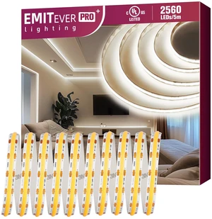 COB LED Strip Lights 4000K 24V, 16.4ft/5m, 2560LEDs, UL Listed Neutral White Tape Light Premium High Density,for Bedroom,Kitchen,Cabinet,360+Lumens/ft,Ra 90+ (Power Supply Sold Separately) COB LED Strip Lights 4000K 24V, 16.4ft/5m, 2560LEDs, UL Listed Neutral White Tape Light Premium High Density,for Bedroom,Kitchen,Cabinet,360+Lumens/ft,Ra 90+ (Power Supply Sold Separately)