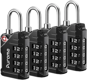 TSA Approved Travel Luggage Locks, 4 Pack Black 4 Digit Resettable Combination Code Lock with Zinc Alloy Body for Suitcase, Backpack, Laptop Bag, Gym Locker, Toolbox TSA Approved Travel Luggage Locks, 4 Pack Black 4 Digit Resettable Combination Code Lock with Zinc Alloy Body for Suitcase, Backpack, Laptop Bag, Gym Locker, Toolbox