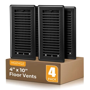 Black Vent Cover, Floor Register 4x10, Heavy Duty Steel Walkable Floor Vents, Easy Adjust Air Supply Lever, Vent Covers for Home Floor, 4 Pack Black Black Vent Cover, Floor Register 4x10, Heavy Duty Steel Walkable Floor Vents, Easy Adjust Air Supply Lever, Vent Covers for Home Floor, 4 Pack Black