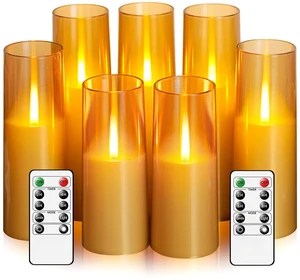 Flameless LED Candles Upgraded Realistic Flickering Flame,7Pcs Battery Operated Candles with Remote Timers,LED Pillar Candles for Home Decor,Christmas,and PartiesGold Flameless LED Candles Upgraded Realistic Flickering Flame,7Pcs Battery Operated Candles with Remote Timers,LED Pillar Candles for Home Decor,Christmas,and PartiesGold