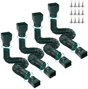 4 Pack Flexible Gutter Downspout Extensions Extendable from 21" to 67", Downspout Extender Comes with Adapters, Thickened Down spout Drain Extension for Rainwater Drainage(Green) 4 Pack Flexible Gutter Downspout Extensions Extendable from 21" to 67", Downspout Extender Comes with Adapters, Thickened Down spout Drain Extension for Rainwater Drainage(Green)