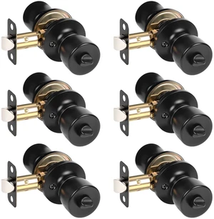 6 Pack Matte Black Door Knobs Interior Privacy Door Knob Bedroom Bathroom Door knobs with Lock Keyless Doorknobs, Black Door Handles 6 Pack Matte Black Door Knobs Interior Privacy Door Knob Bedroom Bathroom Door knobs with Lock Keyless Doorknobs, Black Door Handles