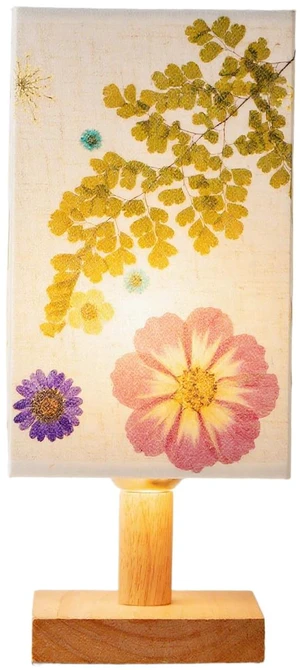 Dried Flowers Table Lamp 5W LED 3Color Temperatures Pressed Flower Bedside Lamp Square Linen Shade with Wood Base for Bedroom Living Room Dried Flowers Table Lamp 5W LED 3Color Temperatures Pressed Flower Bedside Lamp Square Linen Shade with Wood Base for Bedroom Living Room