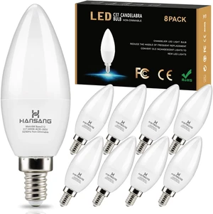 8 Pack E12 LED Chandelier Light Bulbs 60W Equivalent 4000K Daylight Candelabra Light Bulb, Type B Small Base Candle B11, Ceiling Fan Light Bulbs, 6 Watt LED, 600LM CRI85+, 120V, Non-Dimmable 8 Pack E12 LED Chandelier Light Bulbs 60W Equivalent 4000K Daylight Candelabra Light Bulb, Type B Small Base Candle B11, Ceiling Fan Light Bulbs, 6 Watt LED, 600LM CRI85+, 120V, Non-Dimmable