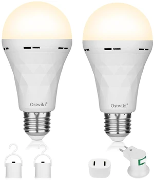 Rechargeable Emergency Light Bulbs for Power Outage, 2 Pack A21 9W E27 3000K Warm Battery Backup Soft Light Bulbs for Lamps Self-Charging Lamps for Home Hurricane Preparedness Camping Rechargeable Emergency Light Bulbs for Power Outage, 2 Pack A21 9W E27 3000K Warm Battery Backup Soft Light Bulbs for Lamps Self-Charging Lamps for Home Hurricane Preparedness Camping