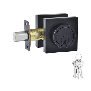 1 Side Keyed Deadbolt Lock,Square Single Cylinder Dead Bolt, Matte Black Square Exterior Keyed Deadbolt 1 Side Keyed Deadbolt Lock,Square Single Cylinder Dead Bolt, Matte Black Square Exterior Keyed Deadbolt