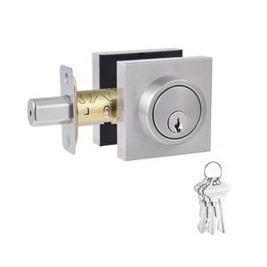 1 Side Keyed Deadbolt Lock,Square Single Cylinder Dead Bolt, Satin Nickel Square Exterior Keyed Deadbolt 1 Side Keyed Deadbolt Lock,Square Single Cylinder Dead Bolt, Satin Nickel Square Exterior Keyed Deadbolt