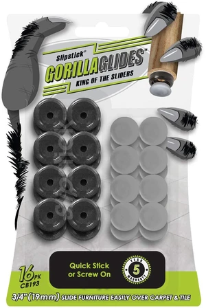 GorillaGlides Plastic Furniture Sliders/Screw On Floor Protectors for Carpet and Hard Surfaces, Round (0.75 Inch) GorillaGlides Plastic Furniture Sliders/Screw On Floor Protectors for Carpet and Hard Surfaces, Round (0.75 Inch)