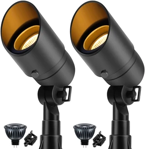 Low Voltage Landscape Spotlight, 12V LED Outdoor Landscape Lighting, Landscape Spot Lights Wired for Garden and Yard, Aluminum Up Lighting Fixture with 5W MR16 Replaceable Bulb (2 Pack) Low Voltage Landscape Spotlight, 12V LED Outdoor Landscape Lighting, Landscape Spot Lights Wired for Garden and Yard, Aluminum Up Lighting Fixture with 5W MR16 Replaceable Bulb (2 Pack)