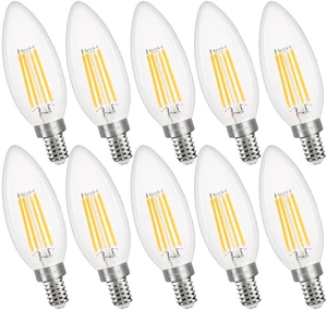 10 Pack B11 Dimmable Candelabra LED Bulbs, E12 Small Base 40W Equivalent 3000K Soft White Chandelier Light Bulbs, 120V Type B, 400 LM Glass Shape Candle Light Bulbs 10 Pack B11 Dimmable Candelabra LED Bulbs, E12 Small Base 40W Equivalent 3000K Soft White Chandelier Light Bulbs, 120V Type B, 400 LM Glass Shape Candle Light Bulbs