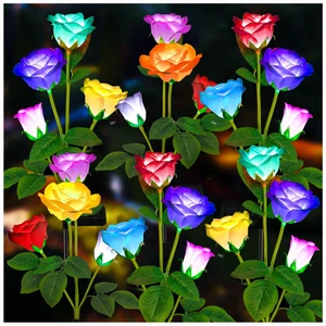 Solar Garden Lights - Upgraded Outdoor Light, 7 Color Changing Rose Lights for Yard,Garden Decoration, Enlarged Solar Panel, More Realistic Rose Flower (6 Pack) Solar Garden Lights - Upgraded Outdoor Light, 7 Color Changing Rose Lights for Yard,Garden Decoration, Enlarged Solar Panel, More Realistic Rose Flower (6 Pack)