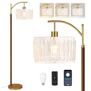 Arc Floor Lamp for Living Room,Bedroom,Glass Mid Century Modern Standing Lamp with Remote Dimmable,Wood Vintage Gold Tall Lamp White Lamp Shade Floor Lights Boho Bohemian Tiffany Style Arc Floor Lamp for Living Room,Bedroom,Glass Mid Century Modern Standing Lamp with Remote Dimmable,Wood Vintage Gold Tall Lamp White Lamp Shade Floor Lights Boho Bohemian Tiffany Style