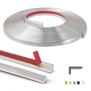 20 ft Flexible Outside Corner Trim for Tile Edge, Glittery Silver Durable, Waterproof, Strong Adhesive, High Viscosity, Easy to Clean, Ideal for Tiles Edges, Furniture Decoration, Countertops 20 ft Flexible Outside Corner Trim for Tile Edge, Glittery Silver Durable, Waterproof, Strong Adhesive, High Viscosity, Easy to Clean, Ideal for Tiles Edges, Furniture Decoration, Countertops
