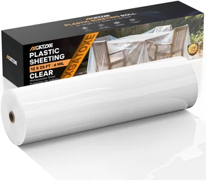 6 Mil 12x25 FT Heavy Duty Greenhouse Plastic Sheeting, 1-Roll Tear-Proof, Waterproof, UV Protection Clear Plastic Drop Cloth for Industrial Construction Painting Farm Courtyard Covering 6 Mil 12x25 FT Heavy Duty Greenhouse Plastic Sheeting, 1-Roll Tear-Proof, Waterproof, UV Protection Clear Plastic Drop Cloth for Industrial Construction Painting Farm Courtyard Covering