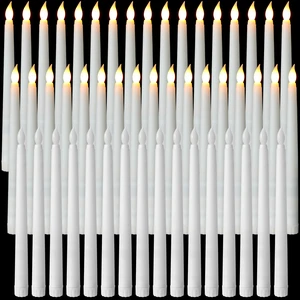 50 Pcs 9.7 Inch White LED Flameless Taper Candles Bulk Battery Operated Taper Candles, Artificial Flickering Candlesticks, for Wedding Church Halloween Holiday Table Decoration 50 Pcs 9.7 Inch White LED Flameless Taper Candles Bulk Battery Operated Taper Candles, Artificial Flickering Candlesticks, for Wedding Church Halloween Holiday Table Decoration