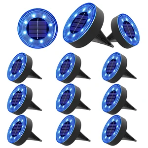 12 Pack 3.4inch Solar Ground Lights Outdoor Waterproof, Blue 8LED Solar Powered Garden Lights Disc Landscape Pathway Lights for Patio Lawn Yard Driveway Walkway 12 Pack 3.4inch Solar Ground Lights Outdoor Waterproof, Blue 8LED Solar Powered Garden Lights Disc Landscape Pathway Lights for Patio Lawn Yard Driveway Walkway