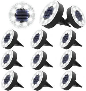 12 Pack 3.4inch Solar Ground Lights Outdoor Waterproof, White 8LED Solar Powered Garden Lights Disc Landscape Pathway Lights for Patio Lawn Yard Driveway Walkway 12 Pack 3.4inch Solar Ground Lights Outdoor Waterproof, White 8LED Solar Powered Garden Lights Disc Landscape Pathway Lights for Patio Lawn Yard Driveway Walkway