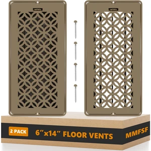 Floor Vent Covers, Floor Register 6x14, 2 Pack Adjustable Decorative Vent Covers for Home Floor, Ceiling or Sidewall Vent with Screws, Rust-Proof Heavy Duty Walkable Steel Floor Vents (6'' X 14'') Floor Vent Covers, Floor Register 6x14, 2 Pack Adjustable Decorative Vent Covers for Home Floor, Ceiling or Sidewall Vent with Screws, Rust-Proof Heavy Duty Walkable Steel Floor Vents (6'' X 14'')