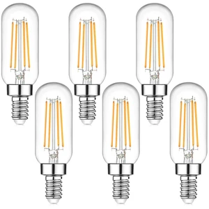 E12 Candelabra Edison Bulbs 60 Watt Equivalent, T6 6W Dimmable LED Light Bulbs for Chandelier, 600lm 2700K Warm White Clear Vintage Tubular Bulb, Small Filament Bulb for Ceiling Light, 6-Pack E12 Candelabra Edison Bulbs 60 Watt Equivalent, T6 6W Dimmable LED Light Bulbs for Chandelier, 600lm 2700K Warm White Clear Vintage Tubular Bulb, Small Filament Bulb for Ceiling Light, 6-Pack