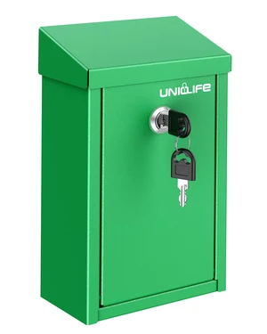 Green Metal Donation Box, Wall Mounted Mailbox for Outside Safe Suggestion Box with Key Lock, Steel Key Drop Box for Outside, Cash Box for Home Office and Business Green Metal Donation Box, Wall Mounted Mailbox for Outside Safe Suggestion Box with Key Lock, Steel Key Drop Box for Outside, Cash Box for Home Office and Business