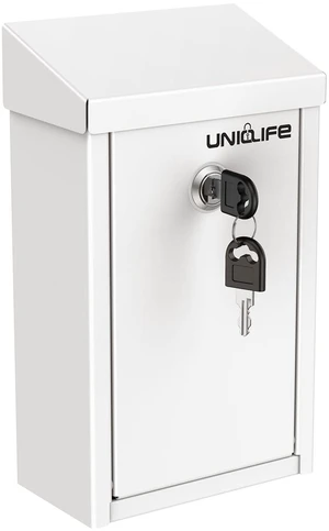 White Metal Donation Box, Wall Mounted Mailbox for Outside Safe Suggestion Box with Key Lock, Steel Key Drop Box for Outside, Cash Box for Home Office and Business White Metal Donation Box, Wall Mounted Mailbox for Outside Safe Suggestion Box with Key Lock, Steel Key Drop Box for Outside, Cash Box for Home Office and Business