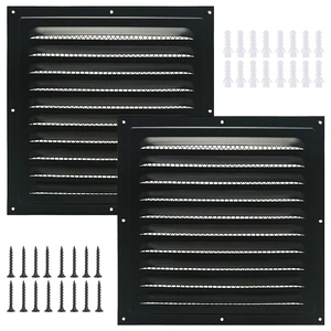 2pcs Attic Vent Soffit Vent Aluminum Wall Vent Metal Shed Vent Square Vent Louver Vent Grille with Built-in Insect Screen for Exterior Door House Attic Garage Ceiling (Black 12" x 12"-2 Pack) 2pcs Attic Vent Soffit Vent Aluminum Wall Vent Metal Shed Vent Square Vent Louver Vent Grille with Built-in Insect Screen for Exterior Door House Attic Garage Ceiling (Black 12" x 12"-2 Pack)