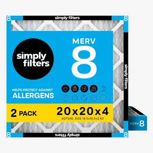 20x20x4 Air Filter, MERV 8, 2 Pack, Furnace Air Filter for HVAC (Actual Size:19.5"x19.5"x3.63") DUST, Pet, & Allergy Control 20x20x4 Air Filter, MERV 8, 2 Pack, Furnace Air Filter for HVAC (Actual Size:19.5"x19.5"x3.63") DUST, Pet, & Allergy Control