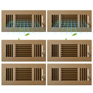 6 Pack Wall Vent Covers Interior Size 10 X 4 Inch, Brown Steel 3 Way Adjustable Air Flow, Steel Construction for Ceiling Sidewall Bathroom Office HVAC, Durable Register Grilles 6 Pack Wall Vent Covers Interior Size 10 X 4 Inch, Brown Steel 3 Way Adjustable Air Flow, Steel Construction for Ceiling Sidewall Bathroom Office HVAC, Durable Register Grilles