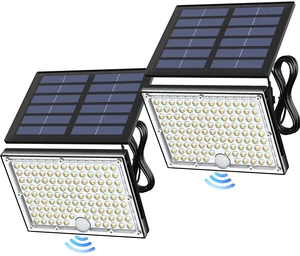Motion Solar Lights Outdoor, 113 LED Cool White Bright 2 Pack Solar Flood Lights Waterproof, Dusk to Dawn Outdoor Solar Powered Security Lights for Fence Porch Patio Yard Garage Motion Solar Lights Outdoor, 113 LED Cool White Bright 2 Pack Solar Flood Lights Waterproof, Dusk to Dawn Outdoor Solar Powered Security Lights for Fence Porch Patio Yard Garage