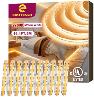 24V COB LED Strip Lights 2700K,16.4ft 2400LEDs,UL Listed Ra 90+,IP30,3W/ft,305+Lumens/ft, (Power Supply Sold Separately)for bedroom,living room,kitchen 24V COB LED Strip Lights 2700K,16.4ft 2400LEDs,UL Listed Ra 90+,IP30,3W/ft,305+Lumens/ft, (Power Supply Sold Separately)for bedroom,living room,kitchen