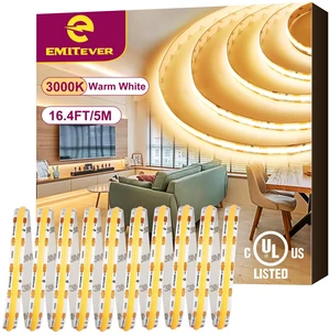 24V COB LED Strip Lights 3000K,16.4ft 2400LEDs,UL Listed Ra 90+,IP30,3W/ft,305+Lumens/ft, (Power Supply Sold Separately)for bedroom,living room,kitchen 24V COB LED Strip Lights 3000K,16.4ft 2400LEDs,UL Listed Ra 90+,IP30,3W/ft,305+Lumens/ft, (Power Supply Sold Separately)for bedroom,living room,kitchen