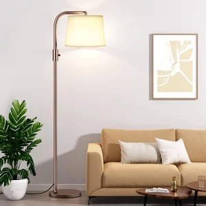 Fully Dimmable Floor Lamp with 9W LED Bulb, Standing Lamp for Living Room with Adjustable Head, Modern Tall Light with Rotary Switch for Office, Brown and Beige Fully Dimmable Floor Lamp with 9W LED Bulb, Standing Lamp for Living Room with Adjustable Head, Modern Tall Light with Rotary Switch for Office, Brown and Beige