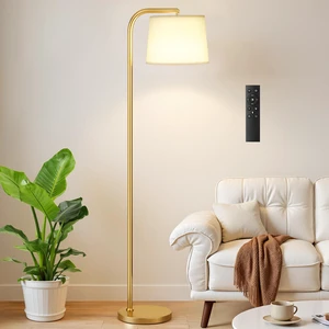Remote-Controlled Floor Lamp - Color Temperature Adjustable and Fully Dimmable, Standing Lamp for Living Room with Rotating Head, Tall Lamp for Bedroom, 9W Bulb Included (Gold and Beige) Remote-Controlled Floor Lamp - Color Temperature Adjustable and Fully Dimmable, Standing Lamp for Living Room with Rotating Head, Tall Lamp for Bedroom, 9W Bulb Included (Gold and Beige)
