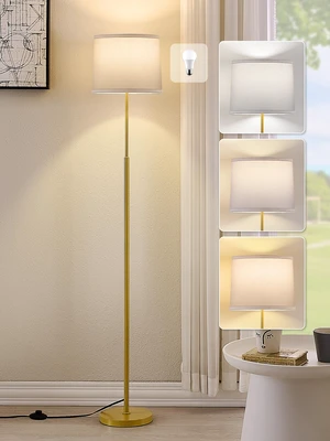 60" Modern Floor Lamp with Linen Shade, 3 Color LED Bulb & Foot Switch Standing Lamp with Dimmable A19 9W 3 Color Temperature Bulb, Tall Lamp for Living Room, Bedroom, Office, Corner, Gold 60" Modern Floor Lamp with Linen Shade, 3 Color LED Bulb & Foot Switch Standing Lamp with Dimmable A19 9W 3 Color Temperature Bulb, Tall Lamp for Living Room, Bedroom, Office, Corner, Gold