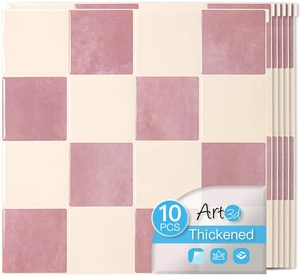 Grid Peel and Stick Backsplash, 10-Pack, 12" x 12", Pink & Warm White Enhanced Thickness, Strong Adhesion, Moisture Resistant, Long-Lasting, Minimalist Look, DIY Friendly, for Kitchen Countertops Grid Peel and Stick Backsplash, 10-Pack, 12" x 12", Pink & Warm White Enhanced Thickness, Strong Adhesion, Moisture Resistant, Long-Lasting, Minimalist Look, DIY Friendly, for Kitchen Countertops