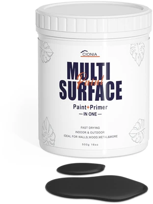 All-in-One Paint - Multi-Surface Black Paint, Furniture and Cabinet for Interior/Exterior - No Sanding, Quick Drying - Perfect for Wood, Wall, Appliance, Metal & More, 16 Oz All-in-One Paint - Multi-Surface Black Paint, Furniture and Cabinet for Interior/Exterior - No Sanding, Quick Drying - Perfect for Wood, Wall, Appliance, Metal & More, 16 Oz