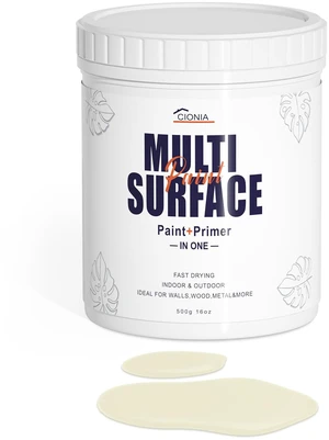 All-in-One Paint - Multi Surface Vanilla White Paint - Furniture and Cabinet for Interior/Exterior - No Sanding, Quick Drying, Perfect for Wood, Wall, Metal and More, 16 Oz All-in-One Paint - Multi Surface Vanilla White Paint - Furniture and Cabinet for Interior/Exterior - No Sanding, Quick Drying, Perfect for Wood, Wall, Metal and More, 16 Oz
